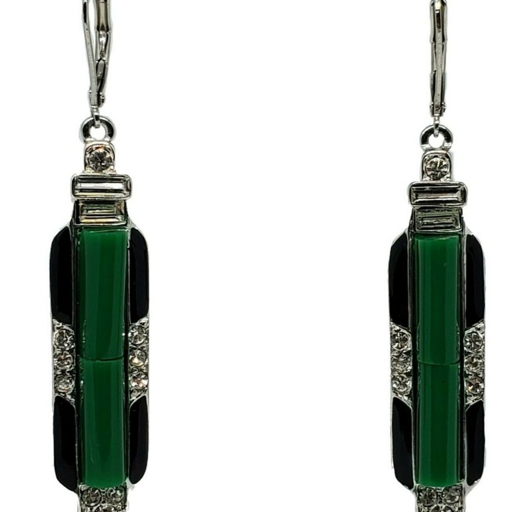 Art deco green crystals KJL Kenneth Jay Lane earr